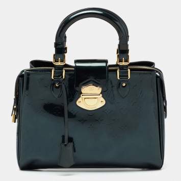 Pre Owned Louis Vuitton Blue Nuit Monogram Vernis Melrose Avenue Bag