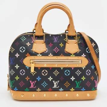 Pre Owned Louis Vuitton Black Multicolore Monogram Canvas Alma PM Bag