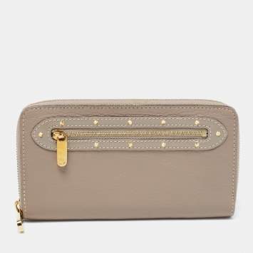 Pre Owned Louis Vuitton Grey Suhali Leather Zip Around Wallet