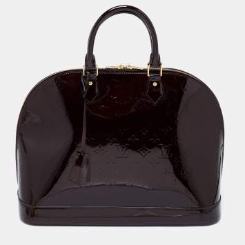 Pre Owned Louis Vuitton Amarante Monogram Vernis Alma GM Bag