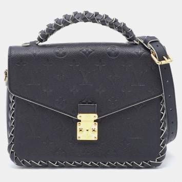 Pre Owned Louis Vuitton Black Empreinte Leather Braided Pochette Metis Bag