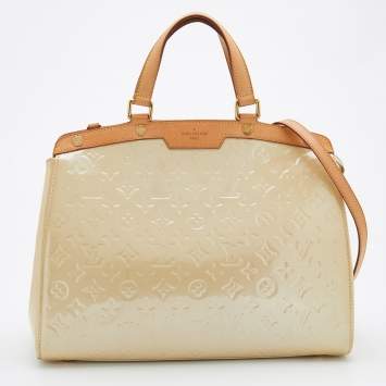 Pre Owned Louis Vuitton Blanc Corail Monogram Vernis Brea GM Bag