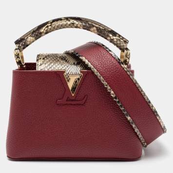 Pre Owned Louis Vuitton Burgundy Taurillon Leather And Python Mini Capucines Bag
