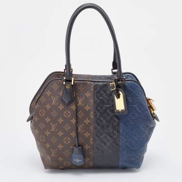 Pre Owned Louis Vuitton Brown/Marine Monogram Canvas and Leather Limited Edition Blocks Zipped Bag