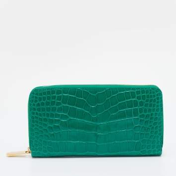 Louis Vuitton Green Alligator Leather Zippy Wallet