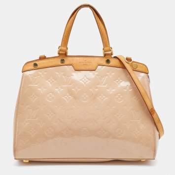 Pre Owned Louis Vuitton Blanc Corail Monogram Vernis Brea MM Bag