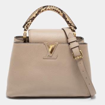 Pre Owned Louis Vuitton Galet Taurillon Leather And Python Capucines BB Bag