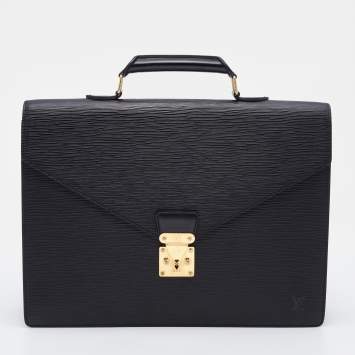 Pre Owned Louis Vuitton Black Epi Leather Serviette Conseiller Business Briefcase