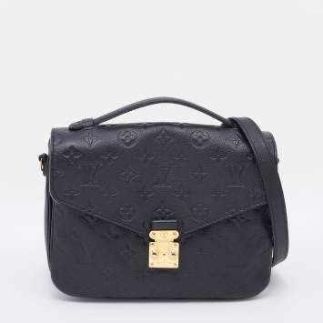 Pre Owned Louis Vuitton Black Monogram Empreinte Leather Pochette Metis Bag