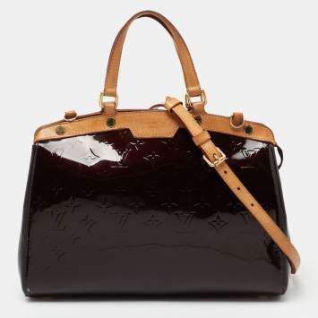 Pre Owned Louis Vuitton Amarante Monogram Vernis Brea MM Bag