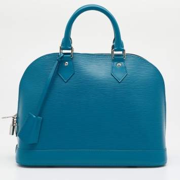 Pre Owned Louis Vuitton Cyan Epi Leather Alma PM Bag