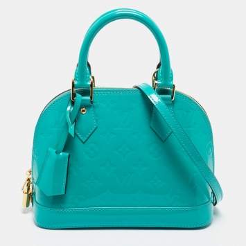 Pre Owned Louis Vuitton Bleu Lagon Monogram Vernis Alma BB Bag