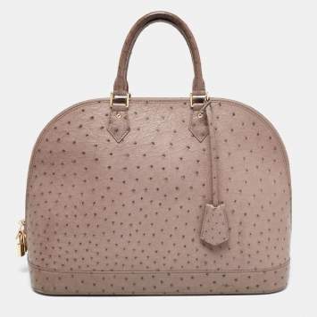 Pre Owned Louis Vuitton Gris Ostrich Alma GM Bag