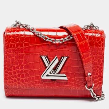 Pre Owned Louis Vuitton Rouge Alligator Twist MM Bag