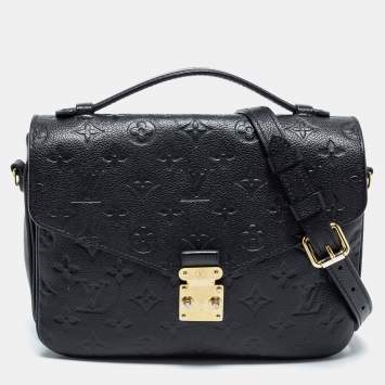 Pre Owned Louis Vuitton Black Monogram Empreinte Leather Pochette Metis Bag