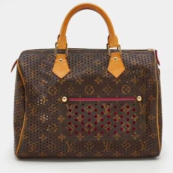 Pre Owned Louis Vuitton Fuchsia Monogram Perforated Canvas Limited Edition Speedy 30 Bag