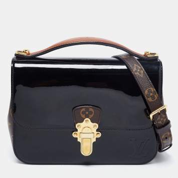 Pre Owned Louis Vuitton Black Vernis Leather And Monogram Canvas Cherrywood BB Bag