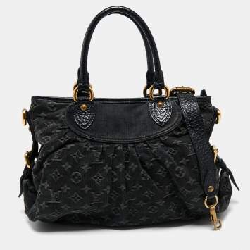 Pre Owned Louis Vuitton Black Monogram Denim Neo Cabby MM Bag