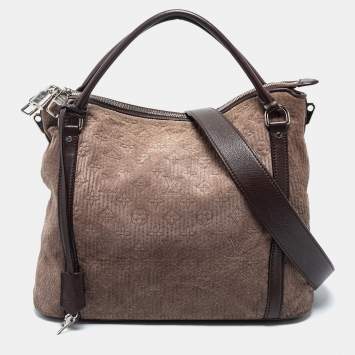 Pre Owned Louis Vuitton Brown Monogram Antheia Suede Ixia PM Bag