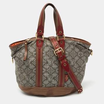 Pre Owned Louis Vuitton Grey/Khaki Monogram Jacquard Fabric and Leather Limited Edition Aviator Bag      
