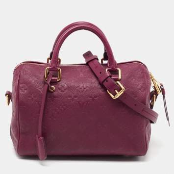 Pre Owned Louis Vuitton Aurore Monogram Empreinte Leather Speedy Bandouliere 25 Bag