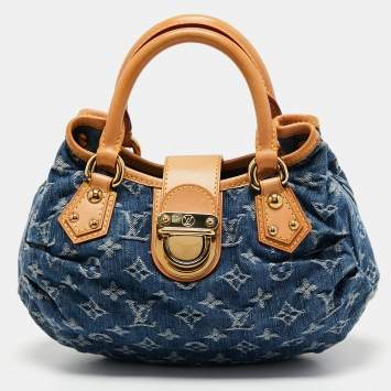 Pre Owned Louis Vuitton Blue Monogram Denim Pleaty Bag