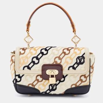 Pre Owned Louis Vuitton Black Monogram Charms Velvet Chains, Leather and Fabric Limited Edition Rabat Bag