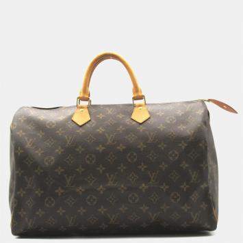 Pre Owned Louis Vuitton Brown Monogram Canvas Speedy 40 Satchel Bag