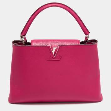 Pre Owned Louis Vuitton Pink Taurillon Leather Capucines MM Bag