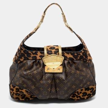 Pre Owned Louis Vuitton Monogram Canvas/Karung and Leopard Print Calfhair Limited Edition Polly Bag