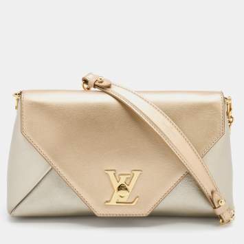 Pre Owned Louis Vuitton Metallic Gold Leather Love Note Bag