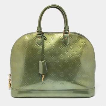 Pre Owned Louis Vuitton Givre Monogram Vernis Alma GM bag