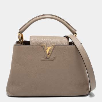 Pre Owned Louis Vuitton Beige Taurillon Leather Capucines BB Bag