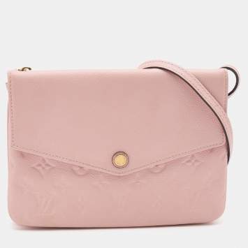 Pre Owned Louis Vuitton Pink Monogram Empreinte Leather Twice Bag