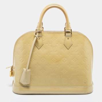 Pre Owned Louis Vuitton Blanc Corail Monogram Vernis Alma PM Bag