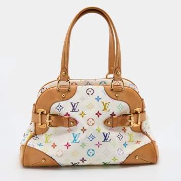 Pre Owned Louis Vuitton White Multicolore Monogram Canvas Claudia Bag