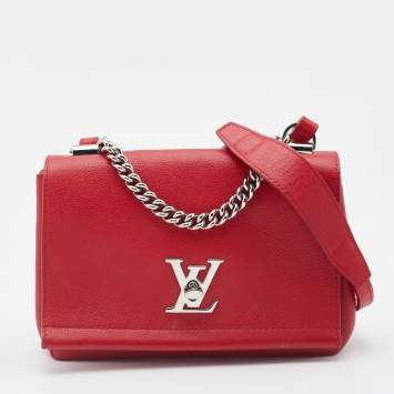 Pre Owned Louis Vuitton Rubis Leather Lockme II Bag