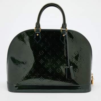 Pre Owned Louis Vuitton Vert Bronze Monogram Vernis Alma GM Bag