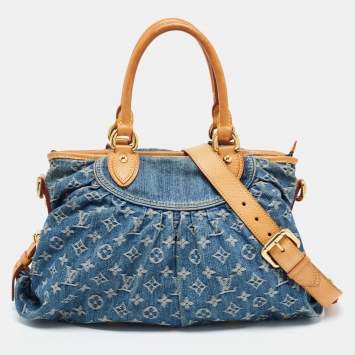 Pre Owned Louis Vuitton Blue Monogram Denim Neo Cabby MM Bag