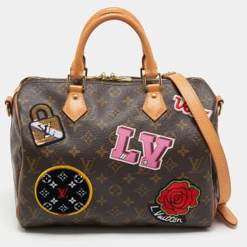 Pre Owned Louis Vuitton Patches Monogram Speedy Bandouliere 30 Bag