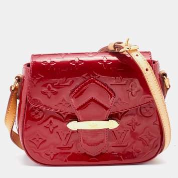 Pre Owned Louis Vuitton Rouge Grenadine Monogram Vernis Bellflower GM Bag
