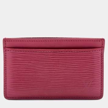 Pre Owned Louis Vuitton Fuchsia Epi Leather Card Holder