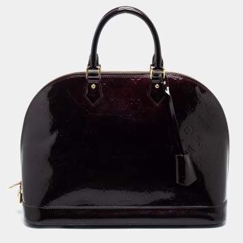 Pre Owned Louis Vuitton Terre D'Ombre Monogram Vernis Alma GM Bag