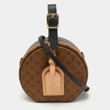 Pre Owned Louis Vuitton Black Monogram Reverse Canvas Petite Boite Chapeau Bag