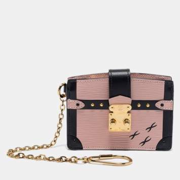 Pre Owned Louis Vuitton Rose Ballerine/Black Epi Leather Trunk Multicartes Wallet