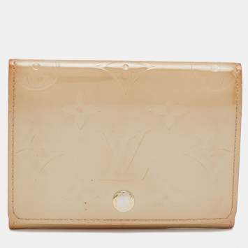 Pre Owned Louis Vuitton Perle Monogram Vernis Flap Card Case