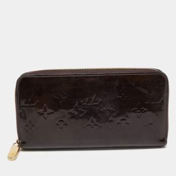 Pre Owned Louis Vuitton Amarante Monogram Vernis Zippy Wallet  