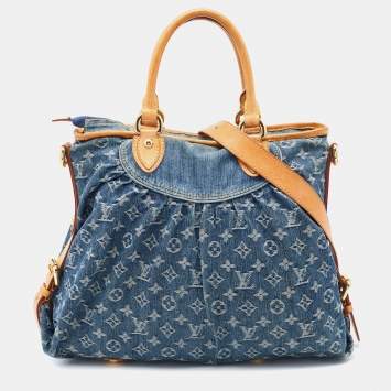 Pre Owned Louis Vuitton Monogram Denim Neo Cabby MM Bag