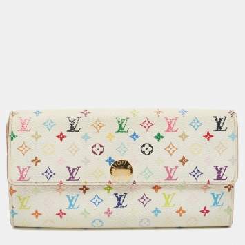 Pre Owned Louis Vuitton White Monogram Multicolore Canvas Sarah Wallet