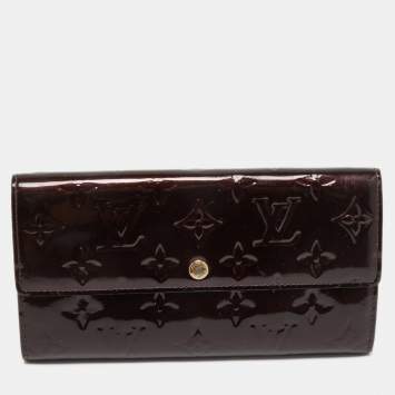 Pre Owned Louis Vuitton Amarante Monogram Vernis Sarah Wallet